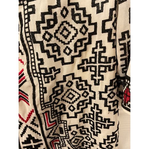 Alice & Olivia Lowell Embroidered Aztec Popover Bohemian Chiffon Tunic, sz S - Picture 8 of 11